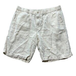 Tommy Bahama Mens 1X 100% Linen Bermuda Shorts Beige